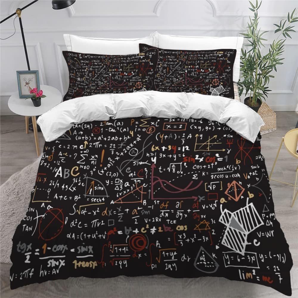 Housse de couette formule mathématique 220x240 anti-plis en microfibre