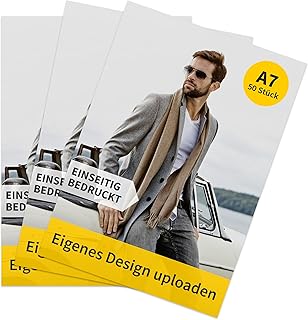 DRUCK.DE Flyer 50 Stück A7 Hoch Einseitig Bedruckt | Standard 170 g/m² Papier Glänzend | Personalisierbar | Werbung Marketing