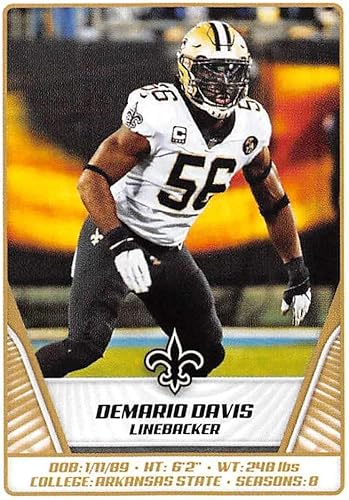 2019 NFL Football Panini Album Sticker #460 Demario Davis New Orleans Saints (2 inches Wide X 2 1/4 Inch Tall Individual Album Sticker)