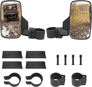 UTV Side View Mirrors with 1.75" To 2" Roll Bar Cage, UTV Mirror 360 Degree Adjustable Mirrors Compatible with Polaris RZR Kawasaki Mule Yamaha Teryx Pioneer YXZ Rhino