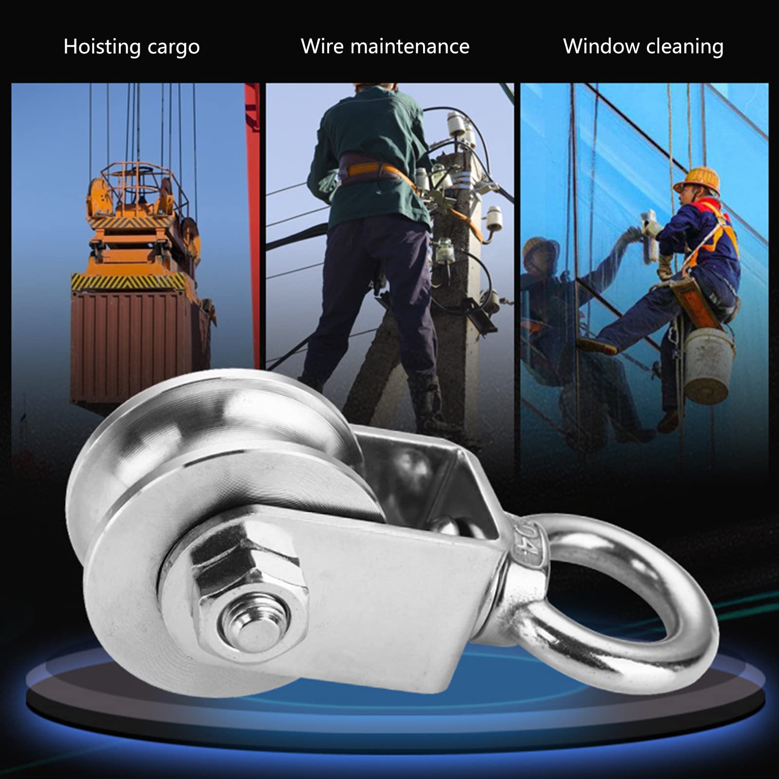 Super-Silent Pulleys Wheel Roller Pulley Block 360Degree Rotation Excellent Durability Traction Roller