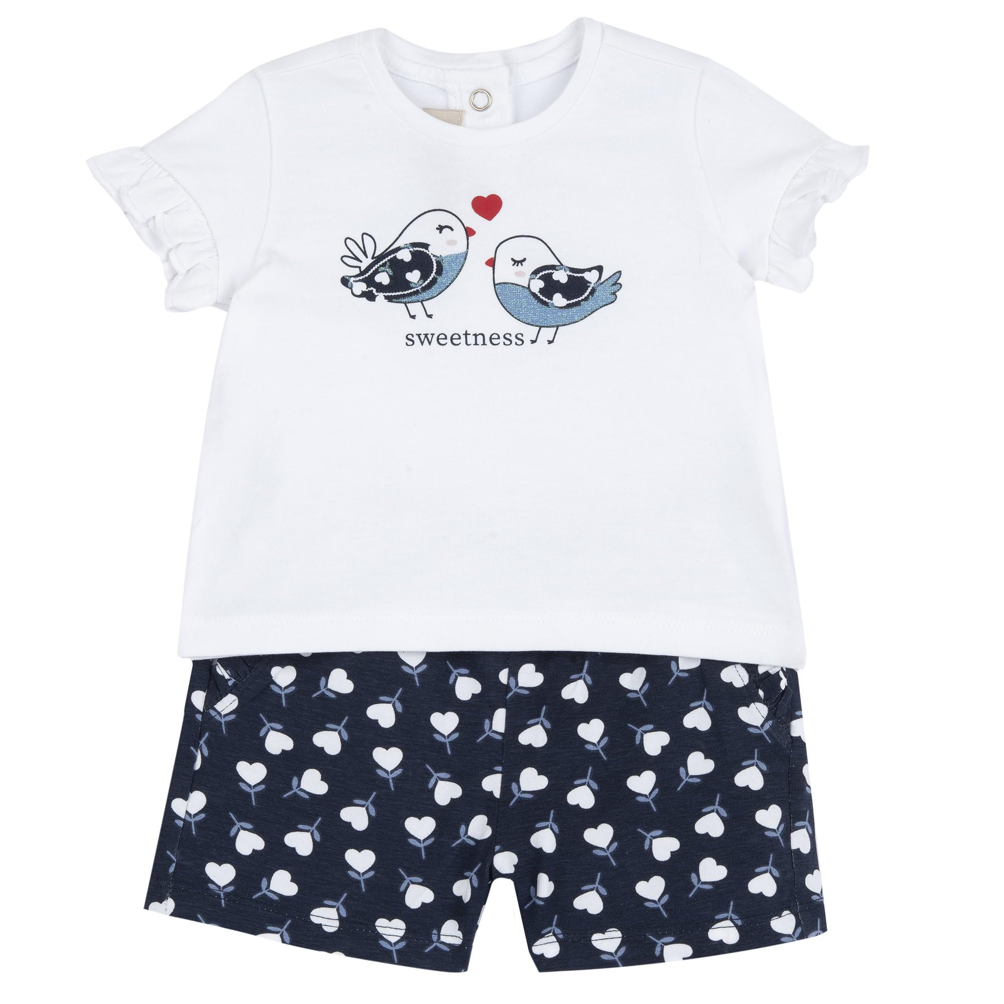 Chicco, Conjunto Bebé Niña con Camiseta y Pantalones Cortos, Ropa Niña, Designed in Italy