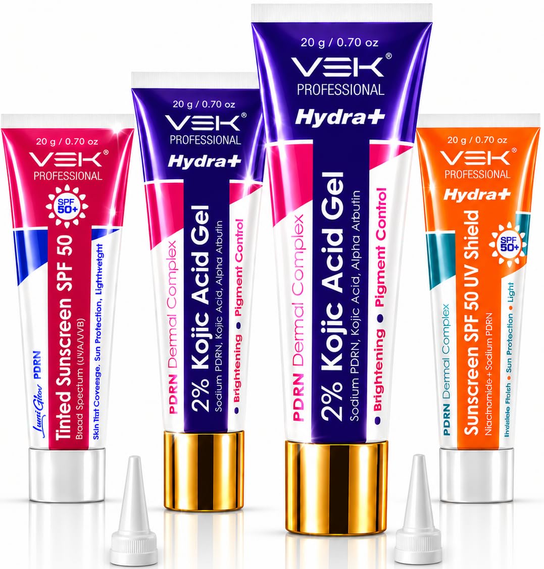 VSK Professional Hydrate 2% Kojic Acid Serum in Cream with PDRN Dermal Complex | Alpha Arbutin Brightening Treatment for Dark Spots, Melasma & Uneven Skin Tone | PDRN SPF50 Sunscreen Combo | Lightweight Non-Greasy Daily Use | 4 Tubes × 20g-image-40