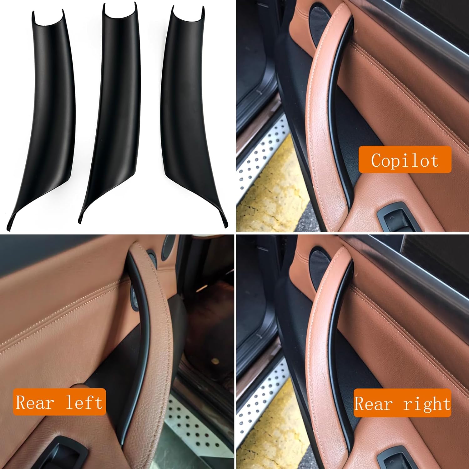 3PCS Car Door Handle Cover Fit for BMW X5 E70 F15 F85 2007-2018, X6 E71 F16 F86 2008-2019 Interior Door Pull Handles Protective Decorate Covers (E70 E71 Black)