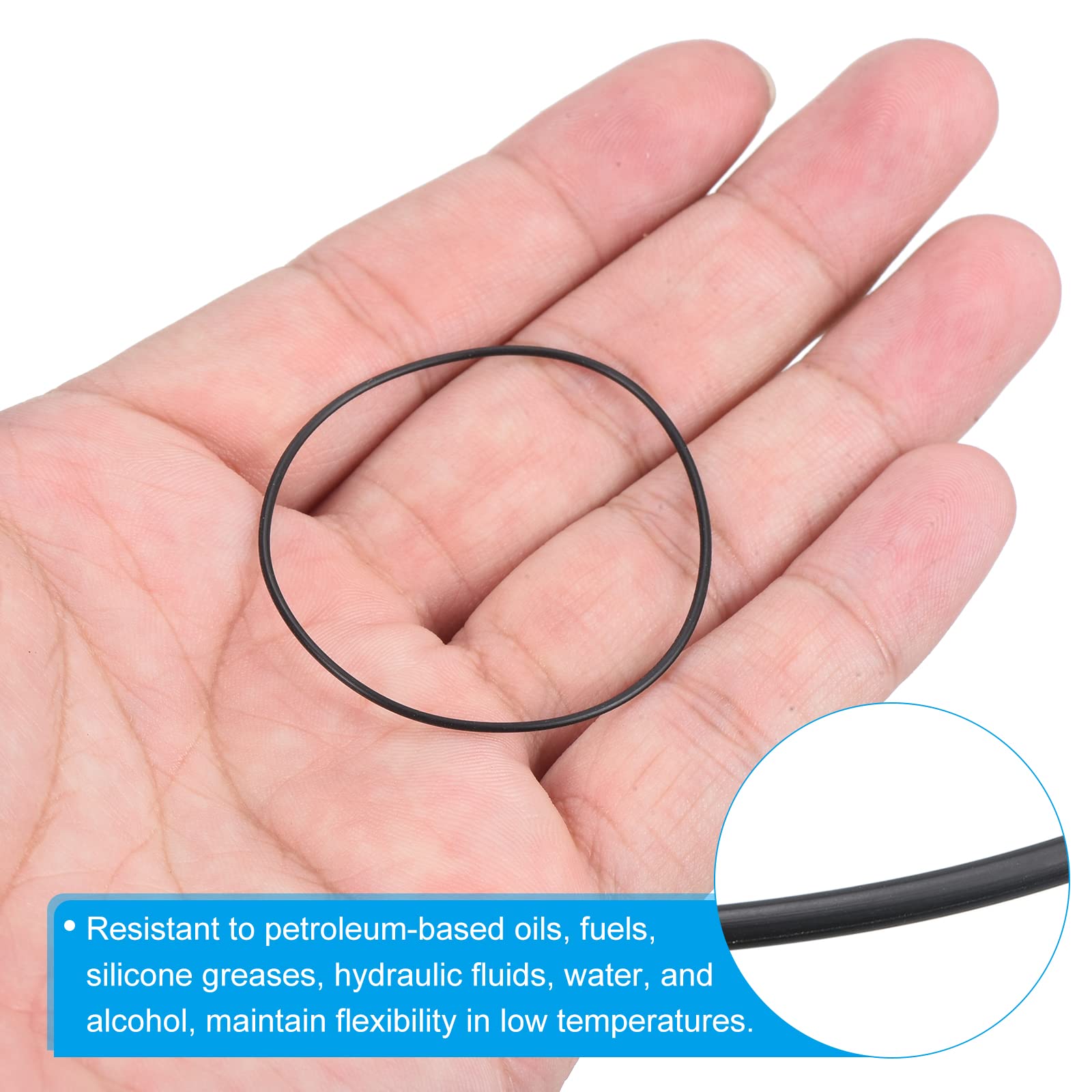 PATIKIL Nitrile Rubber O-Rings - 43mm OD, 40mm ID, 1.5mm Width, 5 Pack Black Sealing Gaskets For Plumbing, Automotive