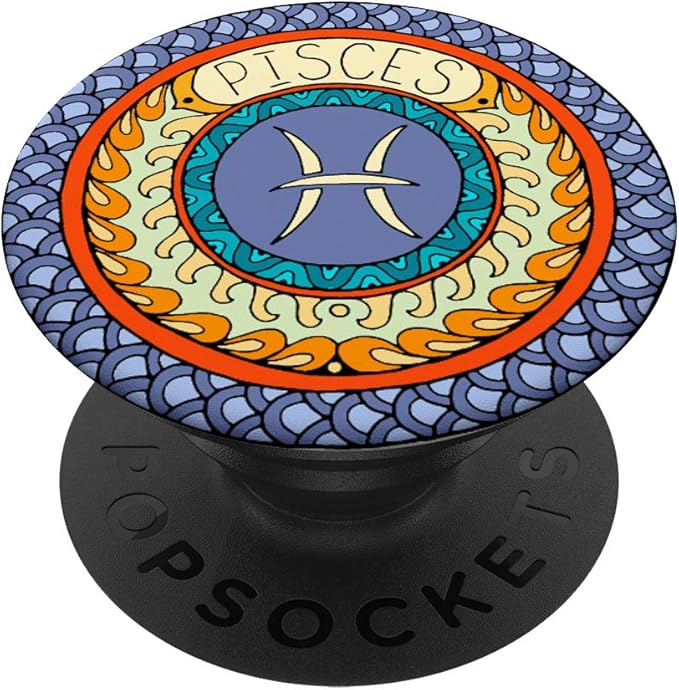 Pisces Zodiac Sign Socket Colorful Birth Energy Circle PopSockets PopGrip: Swappable Grip for Phones & Tablets