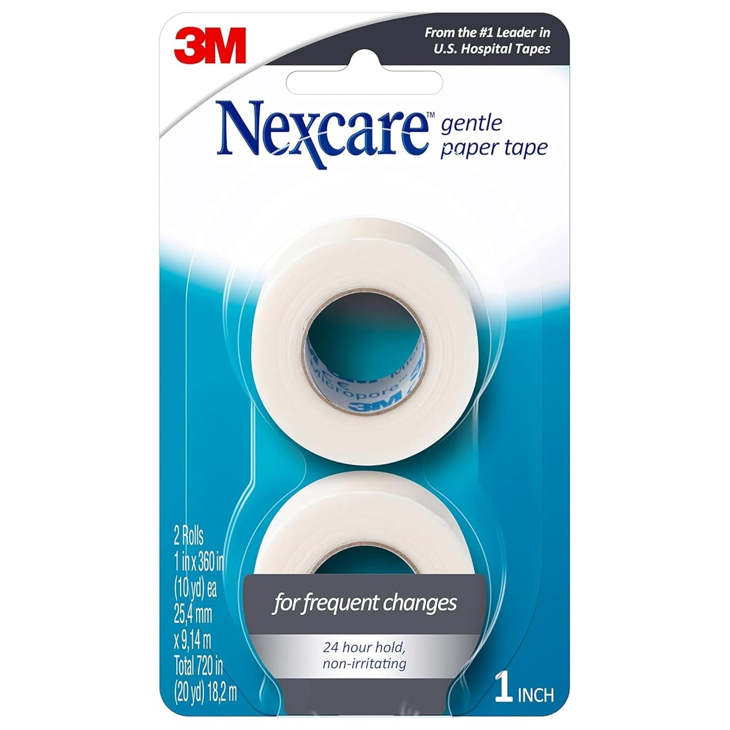 Nexcare Gentle Paper Tape 1 Inch X 10 Yards, 2 ea (Pack of 9)
