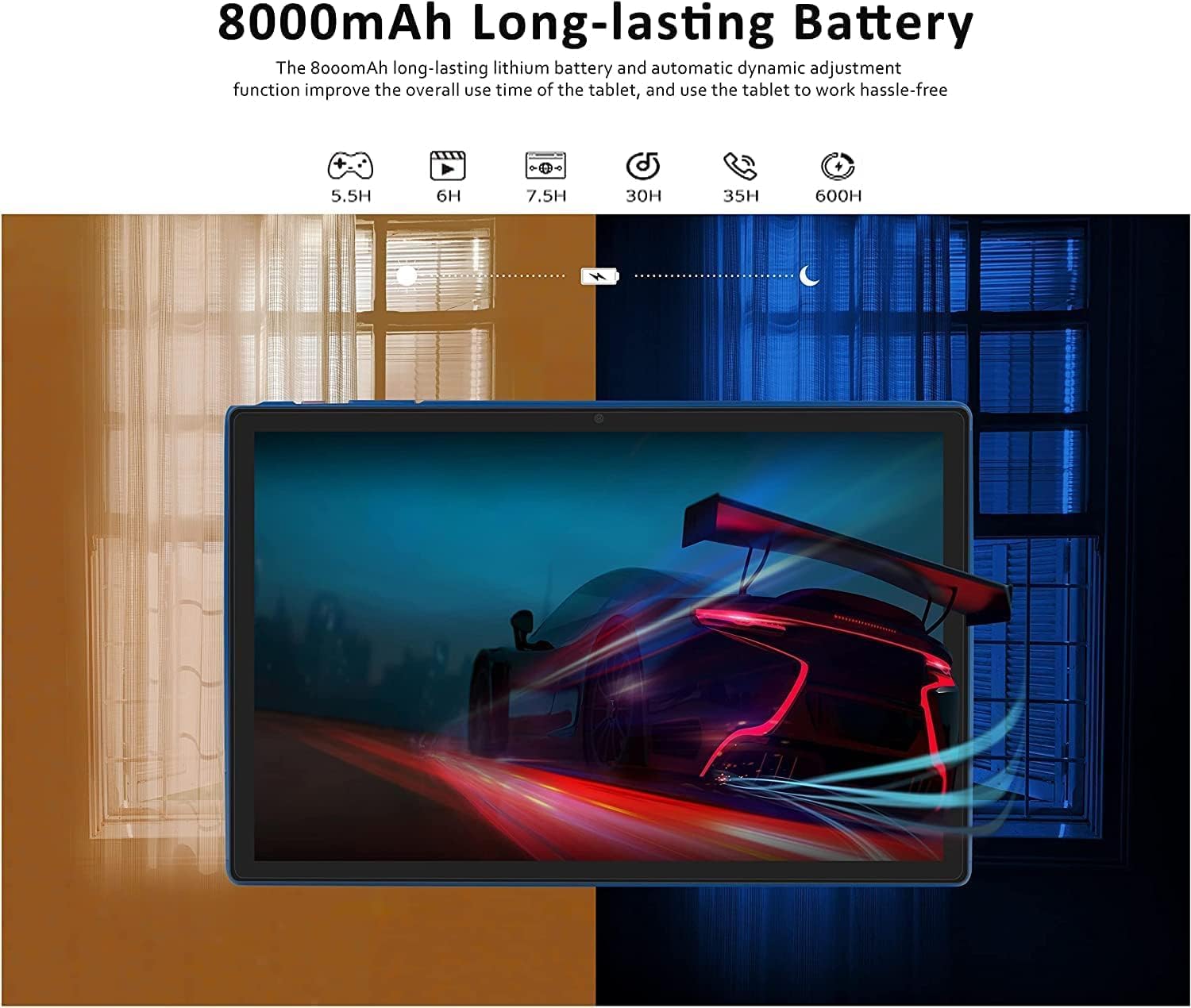 GOODTEL G10 Tablet 8000mAh battery life illustration