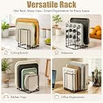 Organisateur de table de découpe de cuisine, Cookie Sheet Storage Rack,Cabinet Diviseurs Holder avec 5 Fentes pour l'organisateur de bacs de cuisson (2 PCS)