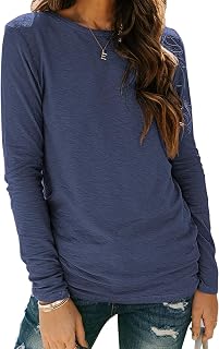 Womens T Shirts Long Sleeve Crew Neck Shirts Basic Tee Tops Blouse