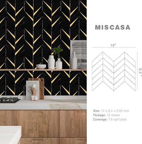 Miniatura 2 de Miscasa Azulejo hexagonal largo para salpicaduras, autoadhesivo 3D verde oliva brillante, para cocina, baño, caravanas, paredes decorativas