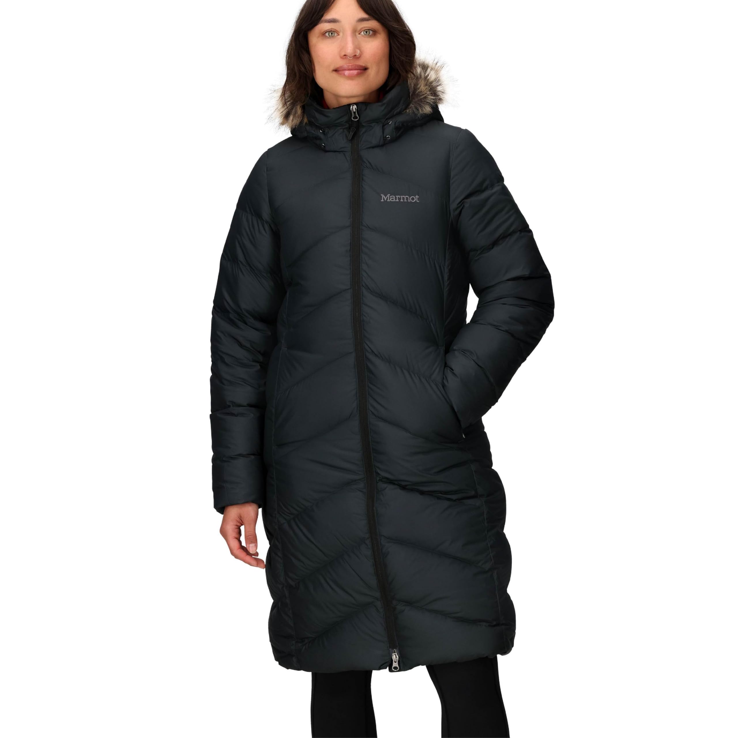 Marmot Mujer Wm's Montreaux Coat, Chaqueta de plumas aislante ligera, 700 pulgadas cúbicas, abrigo para exteriores, anorak resistente al agua, resistente al viento, Black, S