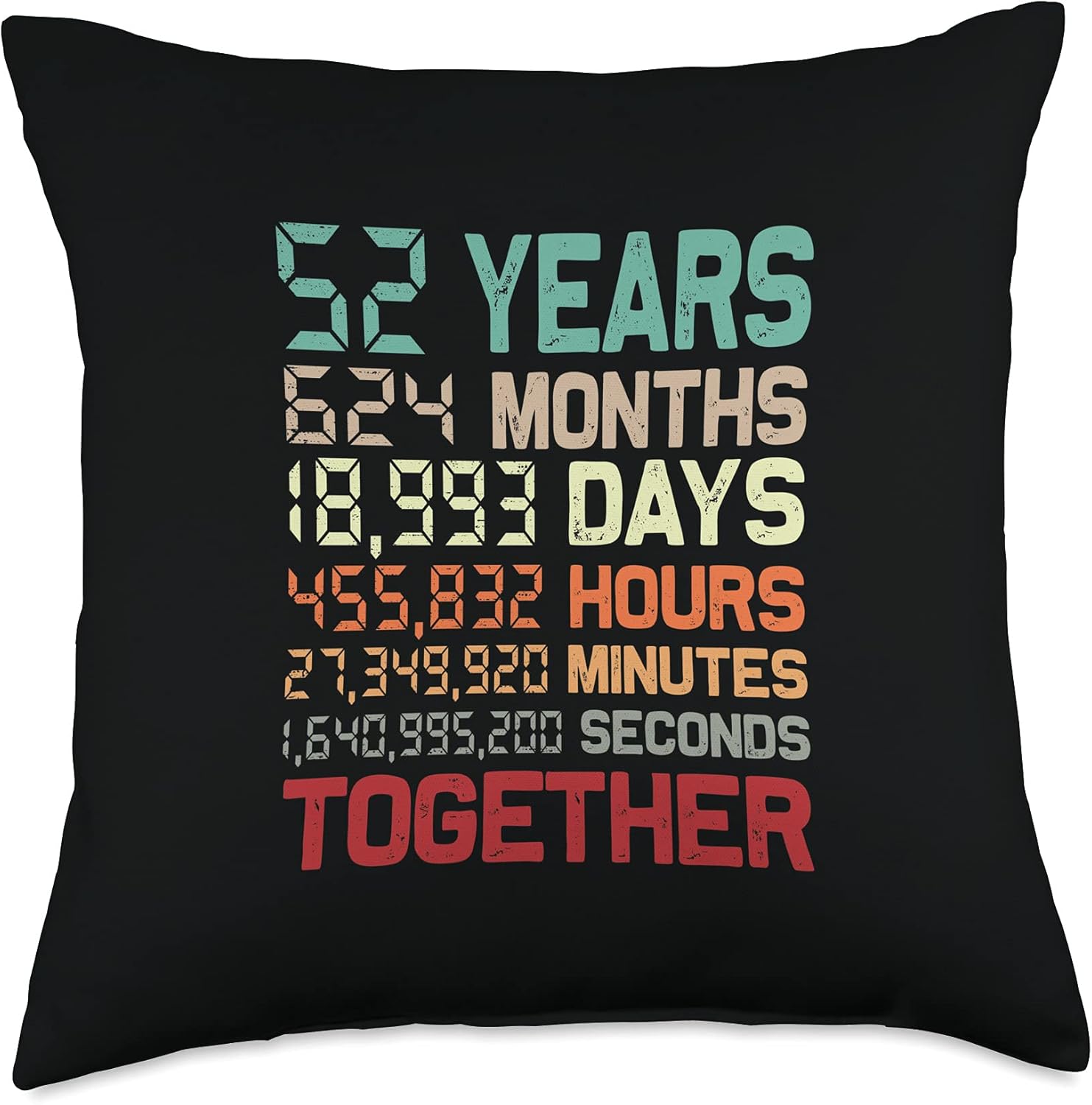 52 Years Together Couple Matching 52nd Wedding Anniversary Throw Pillow