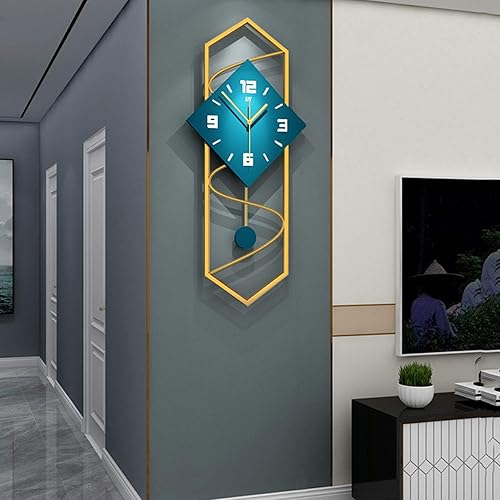 Miniatura 5 de FF&XX Reloj de pared moderno con péndulo, reloj de pared silencioso sin tictac para decoración de sala de estar, reloj de pared grande de péndulo de