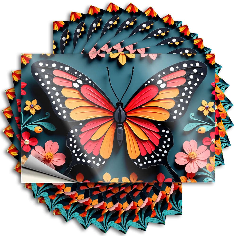 A Colorful Butterfly Surrounded By Vibrant Flowers. Cozy Gaming Room Accessories - Decal Garage Removable Vinyl Decal(12X18CM)