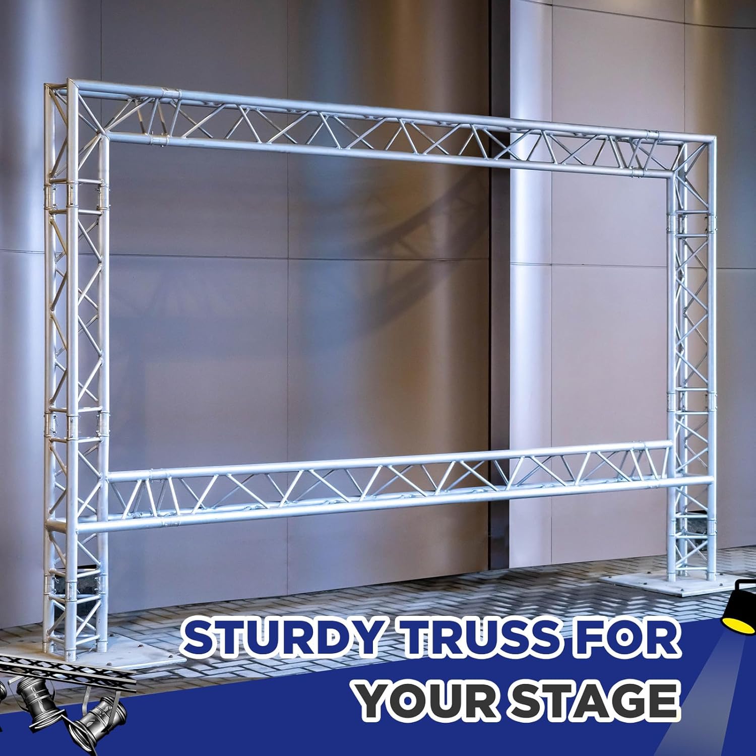 Tandefio 2 Pack Aluminum DJ Light Stands Stage Truss Segment 12" x 12" Straight Square DJ Lighting Stand Trussing Stage with 8 couplers, 500 Pounds Load Capacity (3.28 ft)