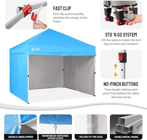 Miniatura 137 de CROWN SHADES Tienda de campaña desplegable con toldo instantáneo comercial de 10 x 10 pulgadas con bloqueo central