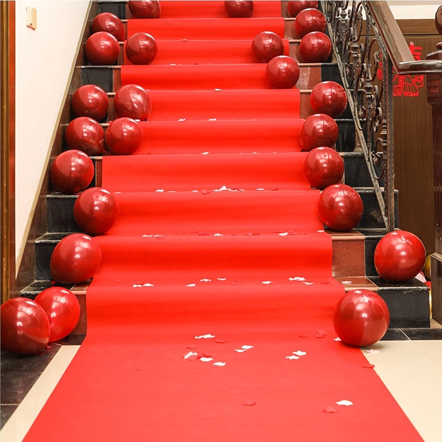 Aisle Runner Carpet 2mm Thick Polyester Wedding Aisle Runner Mat, Wear-Resistant Event Rugs with 1 Piece Tape for Church Party Prom Outdoor Decoration, Red (Size : 1.5x20m)