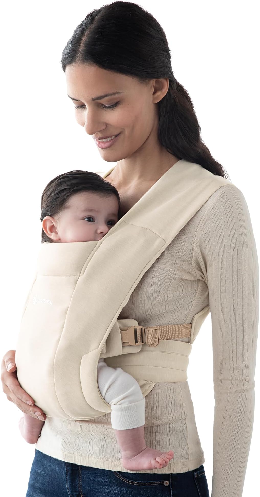 Embrace Newborn Baby Carrier for Infants 0-12 Months (7-25 lbs) - Ergonomic 2-Position Infant Carrier with Head and Neck Support, Hip-Healthy Positioning - Cream