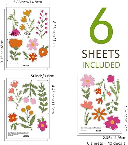 Miniatura 32 de QUCHENG Calcomanías de pared bohemias para dormitorio de niñas, calcomanías de pared extraíbles para habitación de niños, decoración de habitación