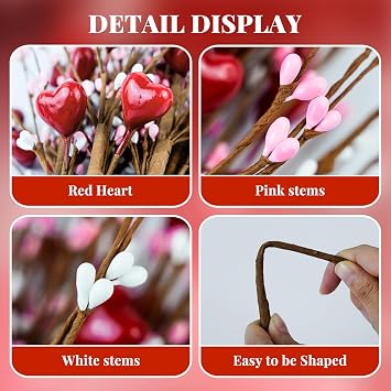 6PCS Flowers for Valentines Day Decorations, Valentine Decorations for Home