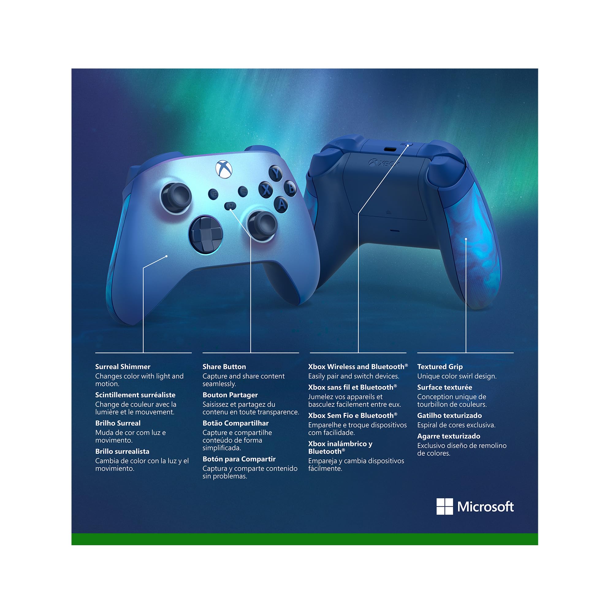 Xbox Wireless Controller Aqua Shift Special Edition para Xbox Series X|S, Xbox One, Windows 10/11, iOS y Android