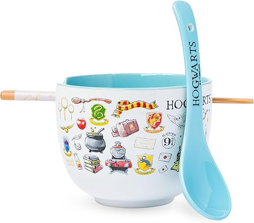 Miniatura 18 de Silver Buffalo Harry Potter Icons - Tazón de cerámica para fideos ramen y arroz con palillos, apto para microondas, 20 onzas