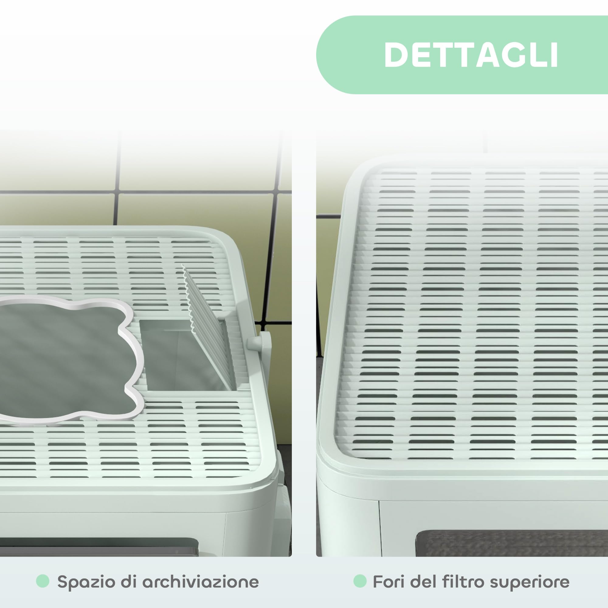 PawHut Lettiera per Gatti Chiusa con Coperchio Apertura Frontale Verde | Toilette per Gatti, Doppia Entrata Frontale e Superiore, Cassetto Estraibile, Paletta e Spazzola, Facile da Pulire