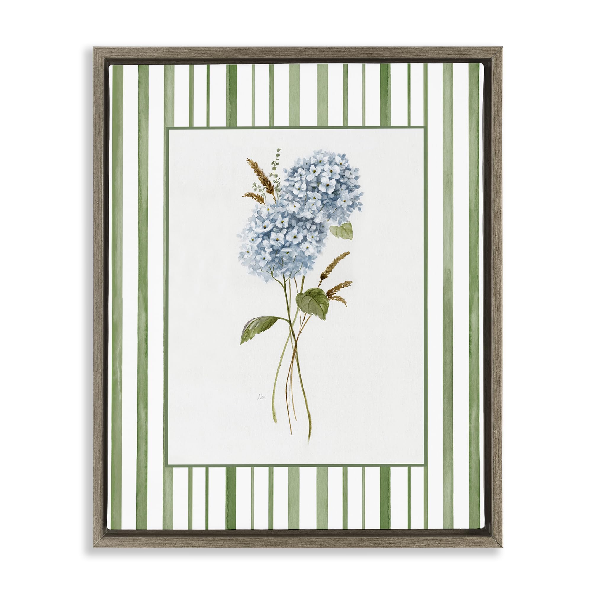 Stupell Industries Blue Hydrangea Dried Wheat 'Blue Hydrangea & Dried Wheat', Floating Frame Canvas Art, Brown, 25 X 31 Inches, Easy To Hang And Sturdy, Made In Usa, By Nan