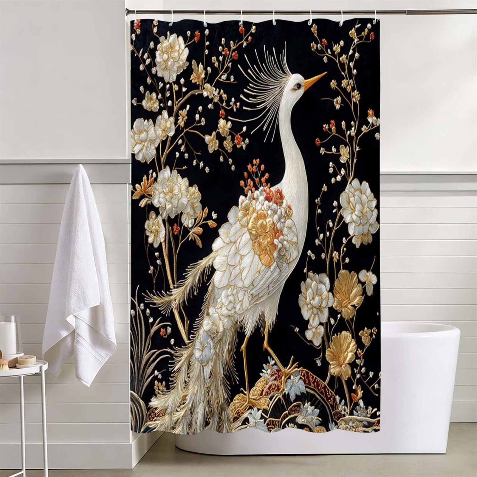 Schwarz Duschvorhang, 120x200cm Duschvorhang Badewanne L-264