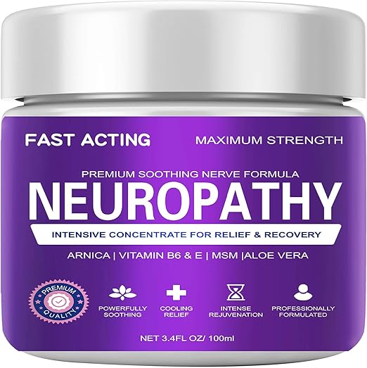 Neuropathy Pain Relief Cream, Nerve Pain Relief Cream Maximum Strength for Feet, Hands, Legs, Muscles, Joints, Waist Includes Arnica, Vitamin B6, Aloe Vera, MSM Fast Absorption, Natural