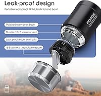 Vista 4 de Recipientes para comida caliente, recipiente de sopa, contenedor aislado para comida caliente, tarro de acero inoxidable al vacío Bento con cuchara