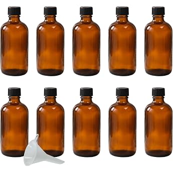 mikken 10 x brown pharmacist bottles 100 ml made in germany including labeling labels and funnel