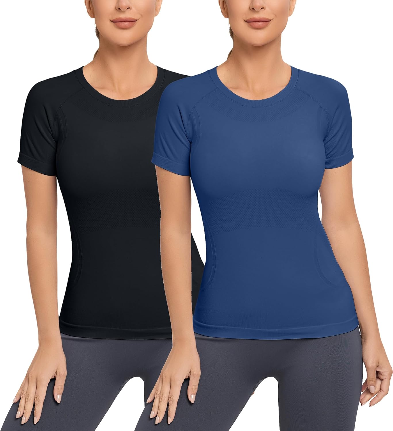 MathCat Workout Shirts for Women, Compression Short Sleeve Workout Tops, Soft Seamless Gym Shirts Running Shirts
