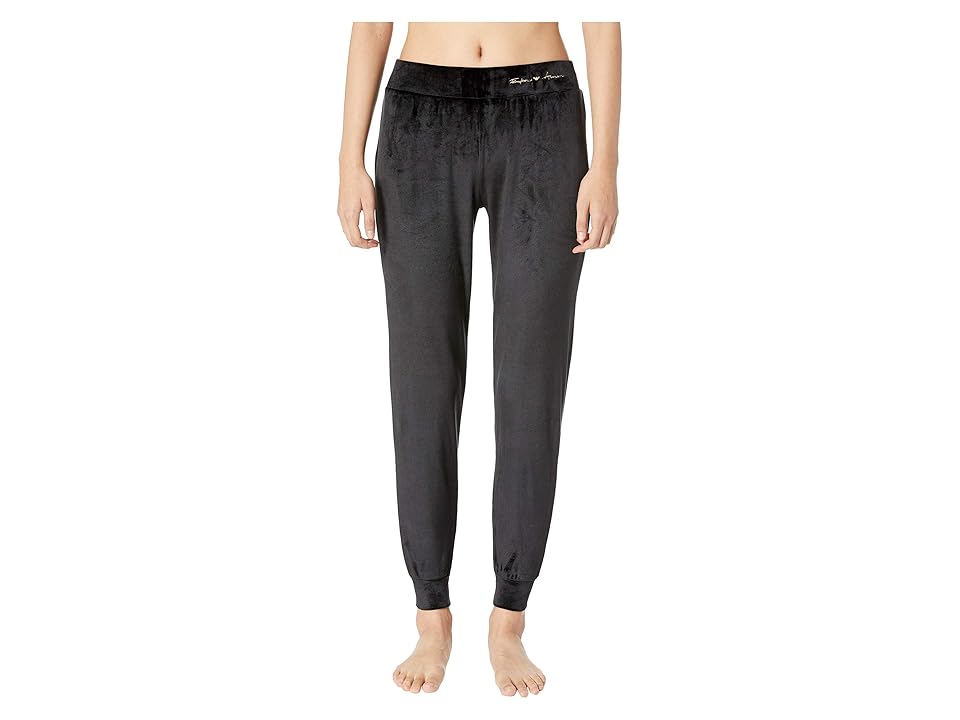 

Emporio Armani Shiny Velvet Pants with Cuffs (Black) Women's Pajama
