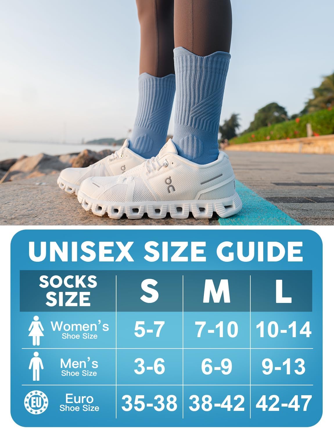 Womens Coolmax Bamboo Viscose Compression Running Crew Socks, Moisture-Wicking Anti-Blister Hiking&Gym Athletic - Image 3