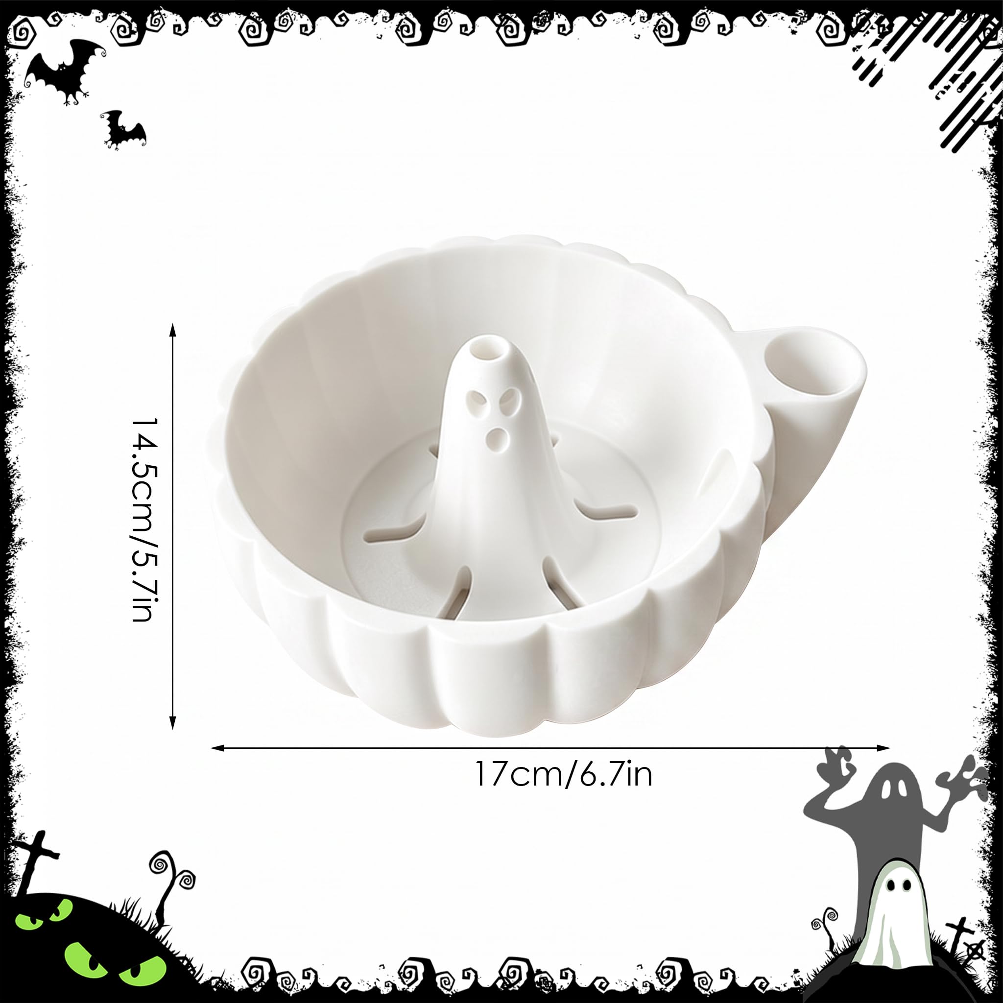 Cuenco de Halloween, cuenco giratorio de plástico para lavadora de frutas fantasma, blanco