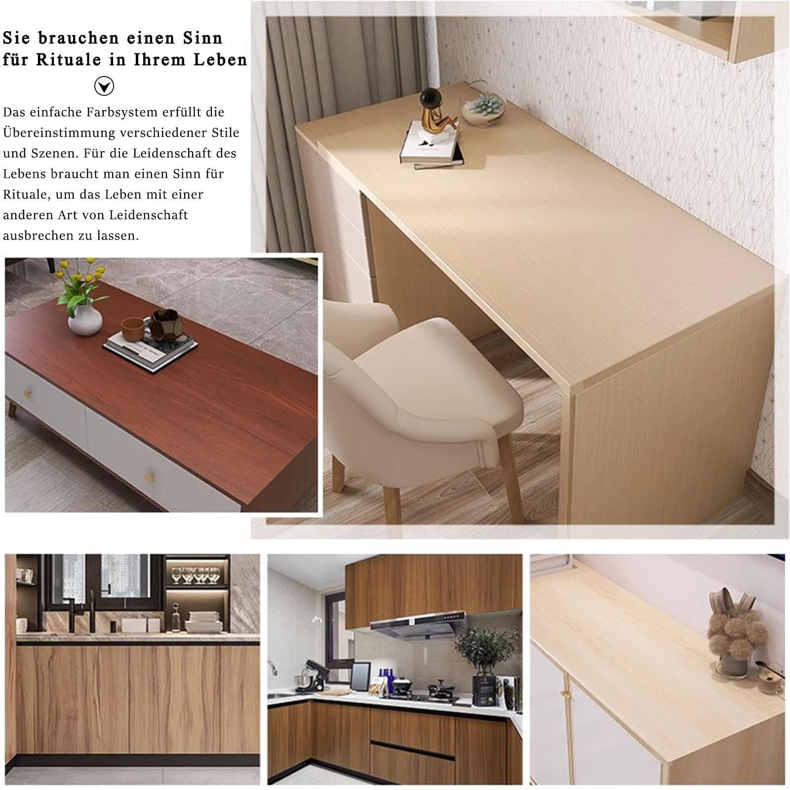 Samoprzylepna tapeta imitująca drewno Wodoodporna samoprzylepna folia PVC o wyglądzie drewna wielokolorowa ściana meblowa o wielu rozmiarach(Tisch Folie 007,60W x 500L cm)