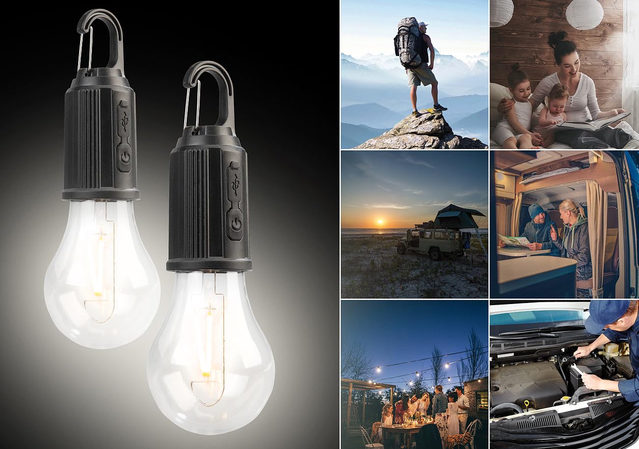 Lunartec Campinglampe: 16er-Set LED-Akku-Glühbirnen mit je 120 Lumen, 400 mAh, USB-Ladung (wiederaufladbare Kabellose Lampen, Campinglampe Akku, Angeln)
