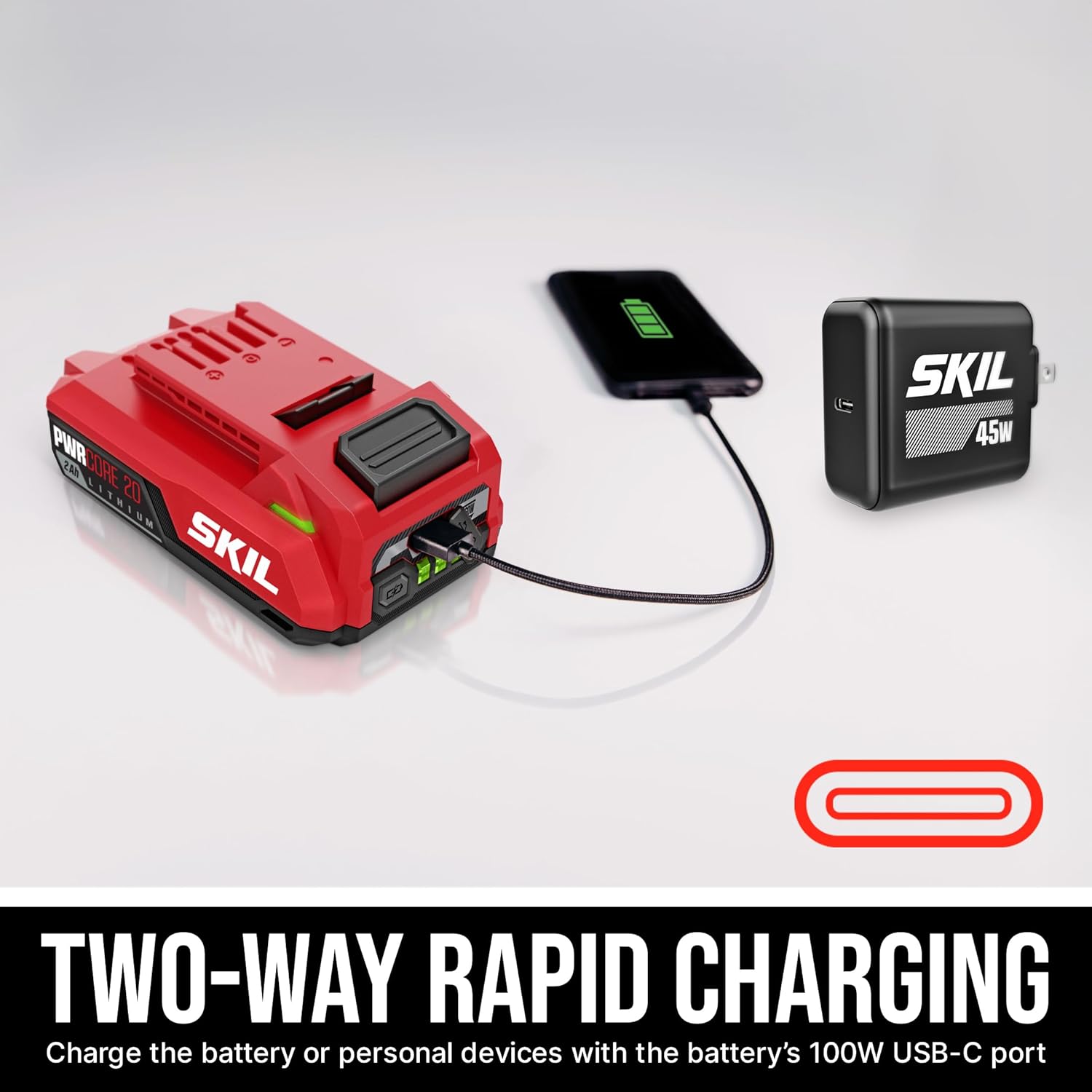 SKIL Brushless 20V Compact Multi-Head Drill Driver Kit Including 2.0 Ah USB-C Battery & PD Charger-QD6293B-10 - Image 6