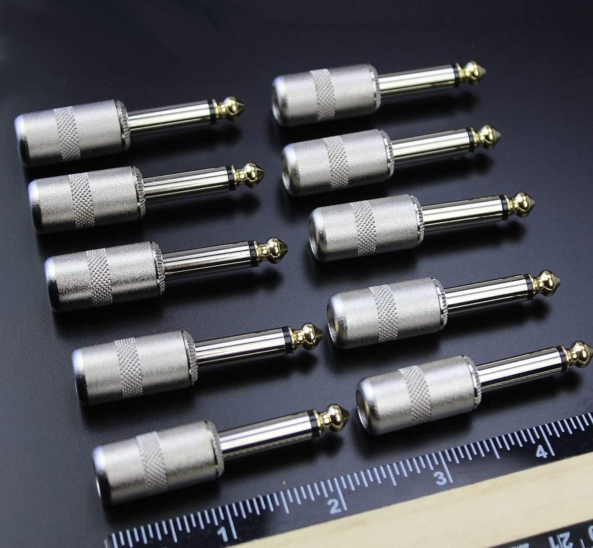 Short Barrel 1" Handle Low Profile 10 Pack 1/4" 6.35mm Audio Cable Plug Connector Iconic 101