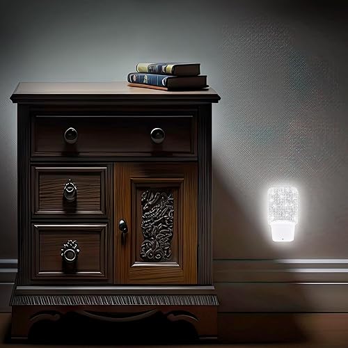 Miniatura 6 de Sumind 2 luces nocturnas con diamantes de imitación plateados, enchufables, luz nocturna brillante con brillo automático, lámpara de noche LED