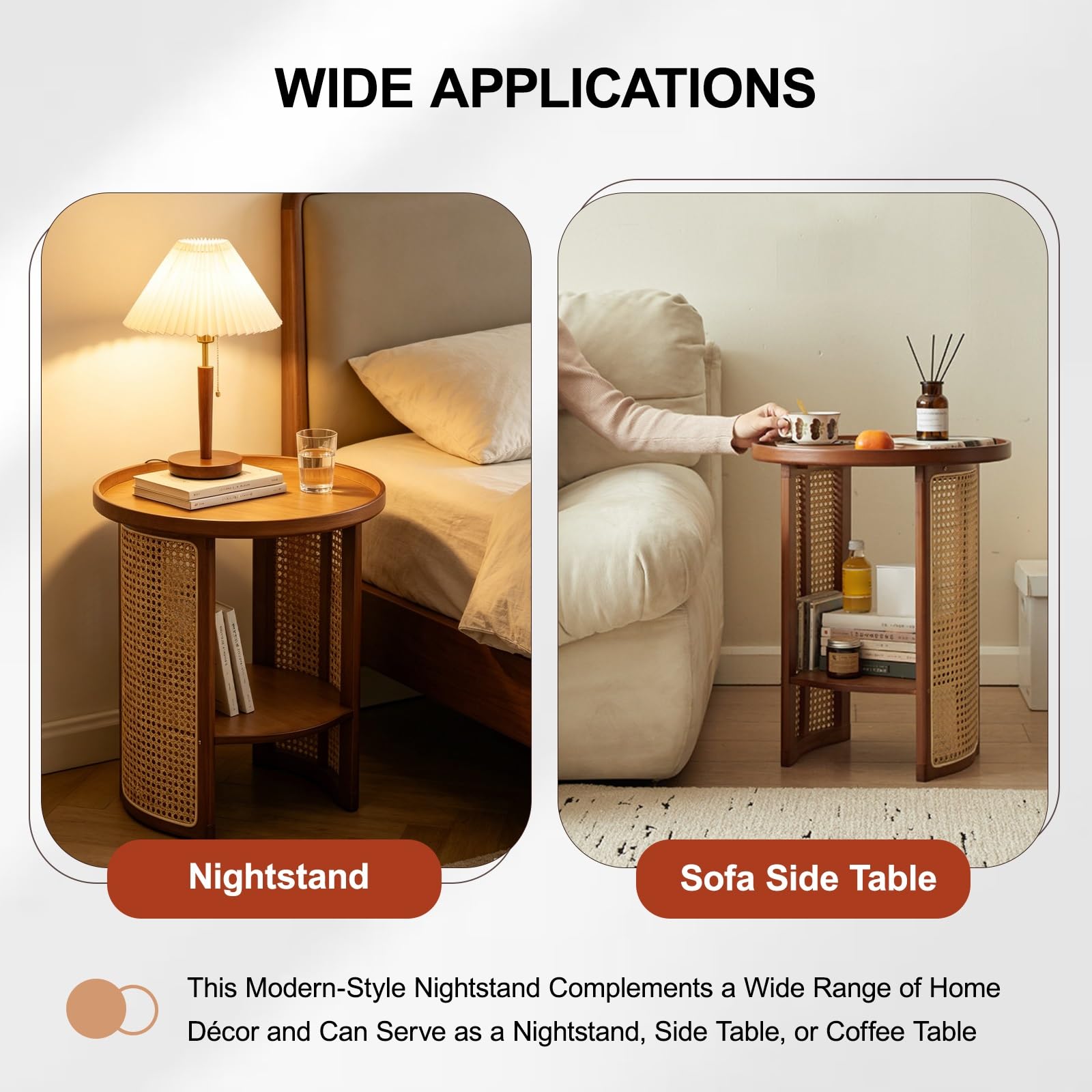 Comodino moderno in rattan, comodino moderno con contenitore, facile da montare per piccoli spazi, perfetto per l'uso in camera da letto