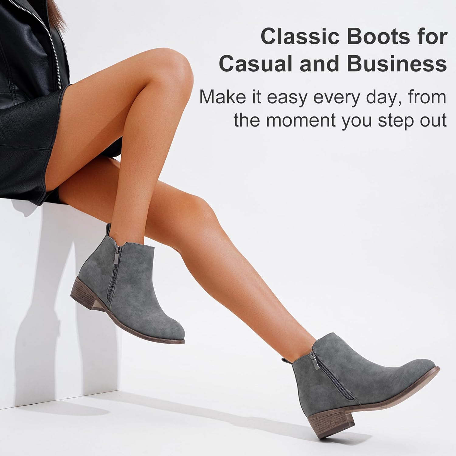 Jeossy Women's 905 Ankle Boots, Classic Low Heeled Short Booties, Casual Comfortable Boots with Wide Widths Available - Image 7