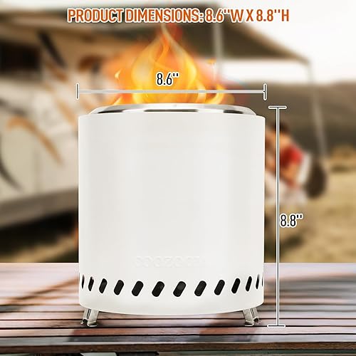 Miniatura 6 de Chimenea portátil de mesa mini estufa de acero inoxidable de 8.6 pulgadas con soporte, fogata de mesa de bajo consumo de humo alimentado por pellets