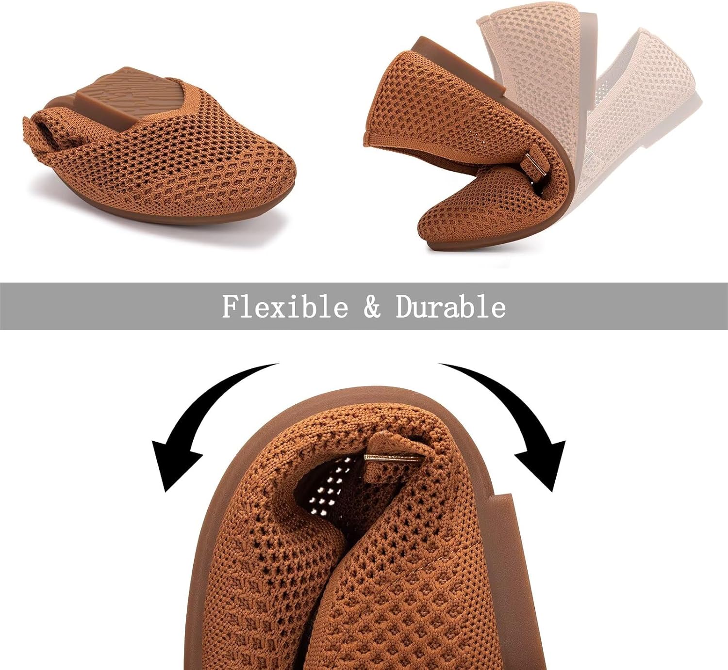 Frank Mully Womens Casual Flat Shoes Square Toe Shoes Knitted Mesh Flat Comfort Work Flat Shoes for Daily Washable - Image 5