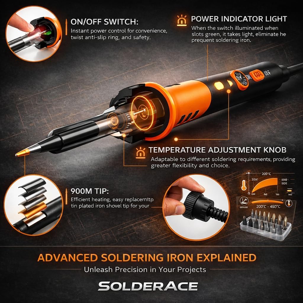 Soldering Iron Kit, Pro-Grade full solution in 1 combo 60W fast heating Adjustable Temp 12-in-1 DIY Electronics repair Tool kit, 24-in-1 Screwdriver set, magnetic mat, technician tested 110V