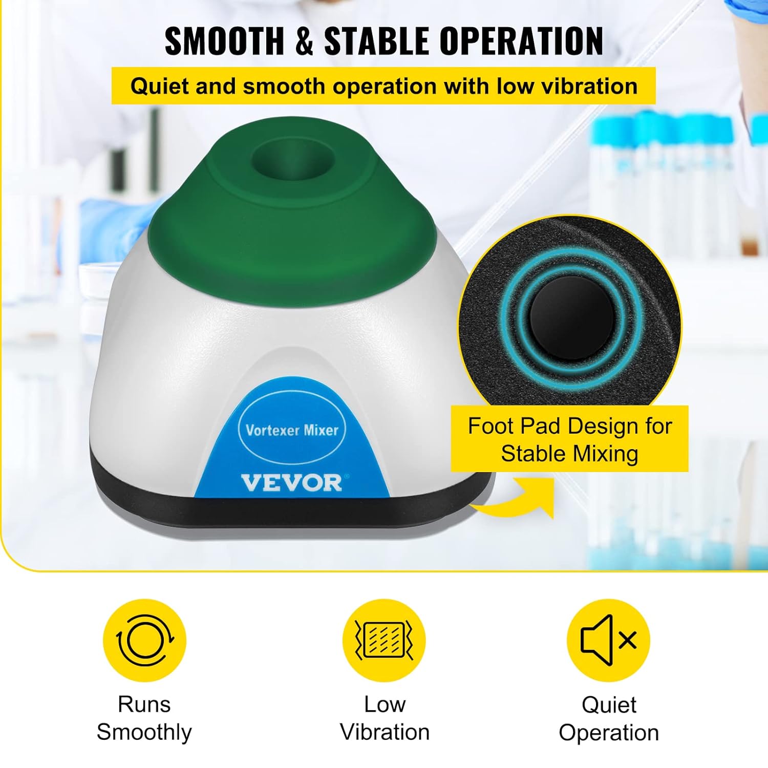 VEVOR Vortex Mixer, 6000rpm Mini Vortex Mixer Shaker Touch Function USB Charging Vortex Shaker, Mix Up to 50ML 6mm Orbital Diameter for Paint Tattoo Ink Test Tube Nail Polish, Test Tube Included