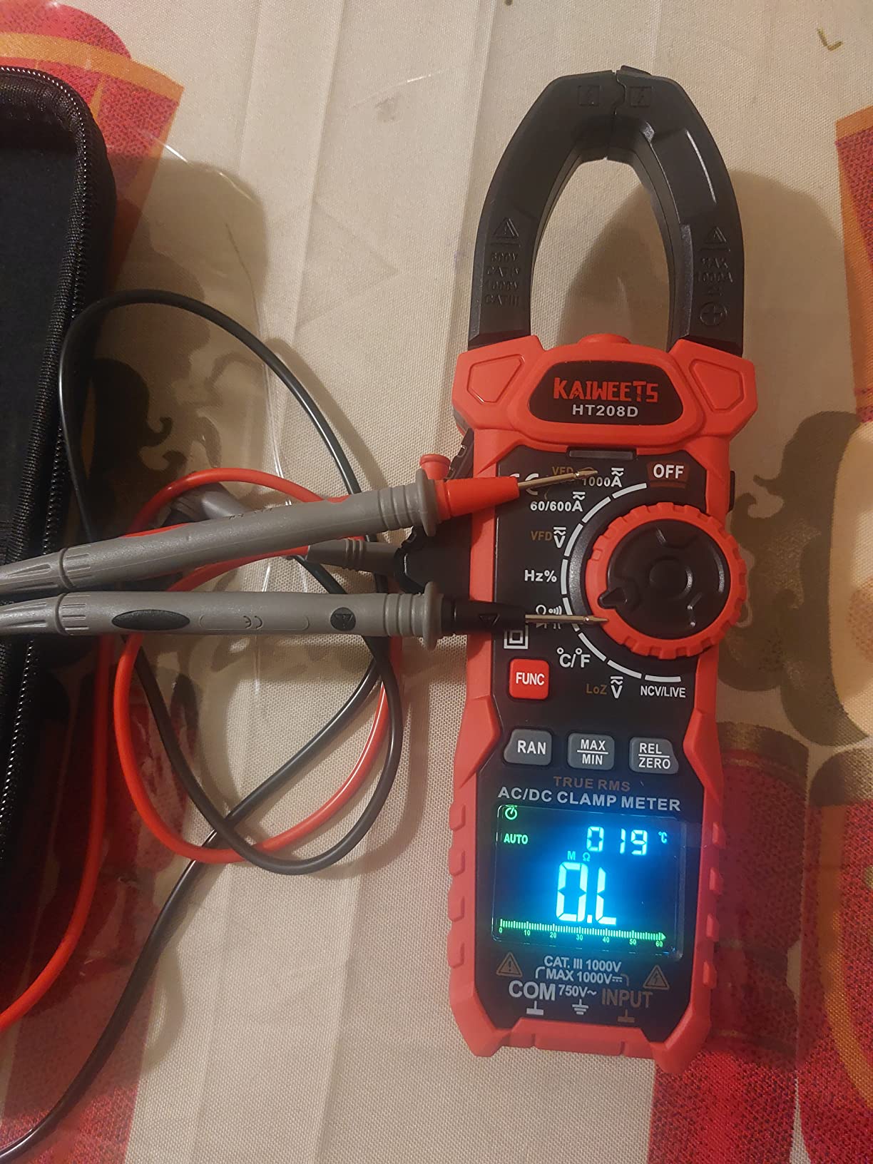 Pinza Amperometrica Professionale KAIWEETS HT208D - Misura AC/DC Fino A 1000A, True RMS, Con Rilevamento NCV - Foto 8