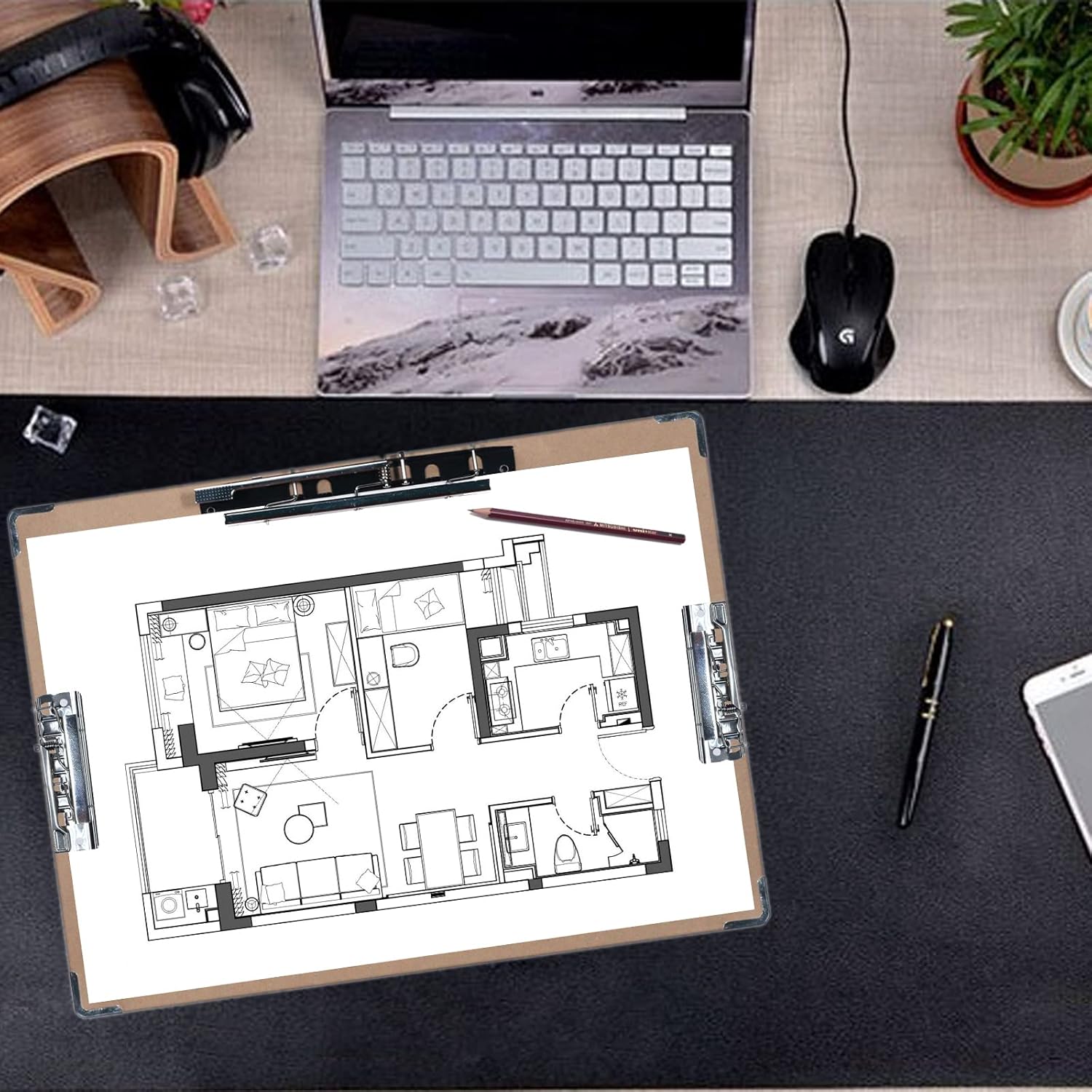 Acocony 11x17 Clipboard Three Clip with Hardware Corner Guard Extra Large Clipboard Hardboard with 8 Inch Jumbo Lever Clip and 2-4 Inch Lever Clip 11 x 17 Clipping Board Log Color MDF 2 Pack